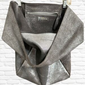 Monserat De Lucca Silver Shoulder Bag with Metallic Sheen